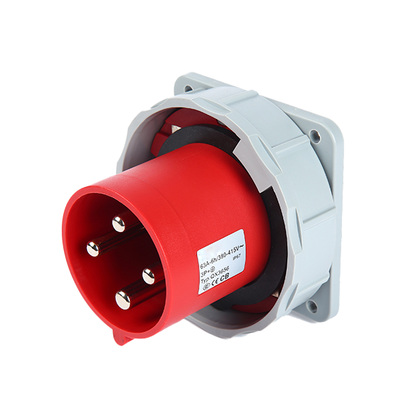 Ficha empotrar 3P+T, 6H, 63A, 380V, IP67, rojo – Inteck IFI-FE4-63A380V-IP67