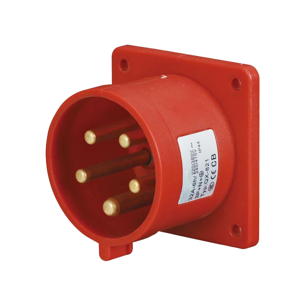 Ficha empotrar 3P+N+T, 6H, 32A, 380V, IP44, rojo – Inteck IFI-FE5-32A380V-IP44