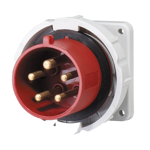 Ficha empotrar 3P+N+T, 6H, 32A, 380V, IP67, rojo – Inteck IFI-FE5-32A380V-IP67