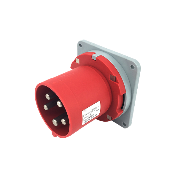 Ficha empotrar 3P+N+T, 6H, 63A, 380V, IP44, rojo – Inteck IFI-FE5-63A380V-IP44