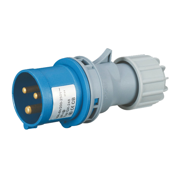 Ficha movil 1P+N+T, 6H, 16A, 220V, IP44, azul – Inteck IFI-FM3-16A220V-IP44