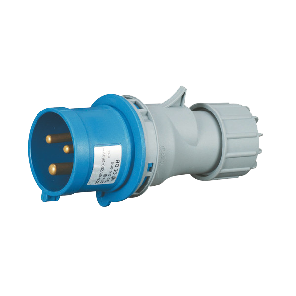 Ficha movil 1P+N+T, 6H, 32A, 220V, IP44, azul – Inteck IFI-FM3-32A220V-IP44