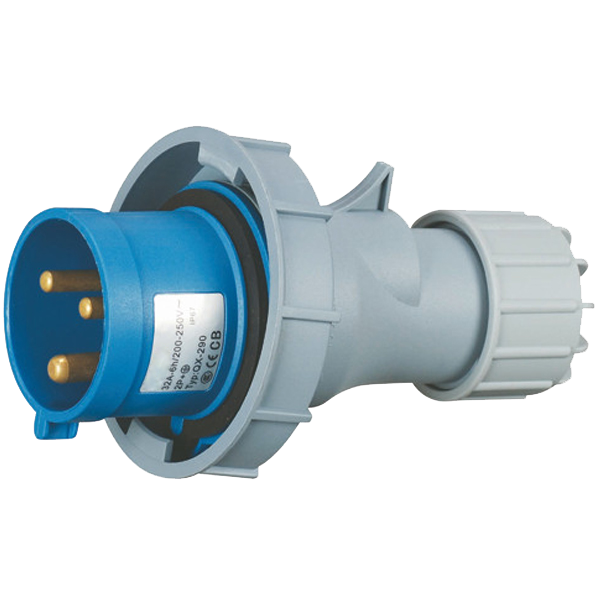 Ficha movil 1P+N+T, 6H, 32A, 220V, IP67, azul – Inteck IFI-FM3-32A220V-IP67