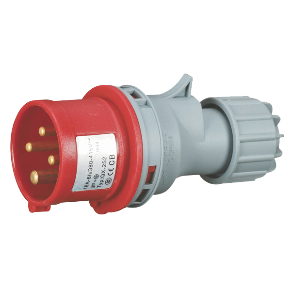 Ficha movil 3P+T, 6H, 16A, 380V, IP44, rojo – Inteck IFI-FM4-16A380V-IP44
