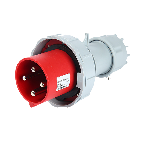 Ficha movil 3P+T, 6H, 63A, 380V, IP67, rojo – Inteck IFI-FM4-63A380V-IP67