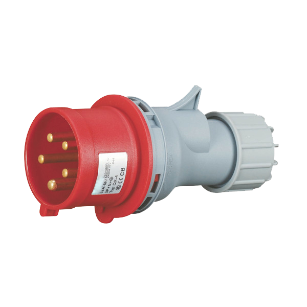 Ficha movil 3P+N+T, 6H, 32A, 380V, IP44, rojo – Inteck IFI-FM5-32A380V-IP44