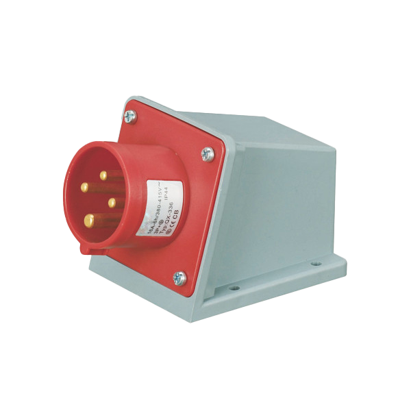 Ficha superficie 3P+T, 6H, 16A, 380V, IP44, rojo – Inteck IFI-FS4-16A380V-IP44