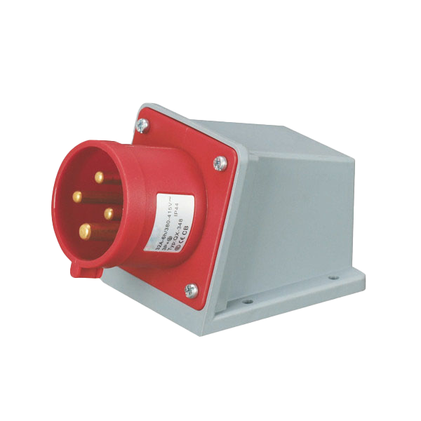 Ficha superficie 3P+T, 6H, 32A, 380V, IP44, rojo – Inteck IFI-FS4-32A380V-IP44