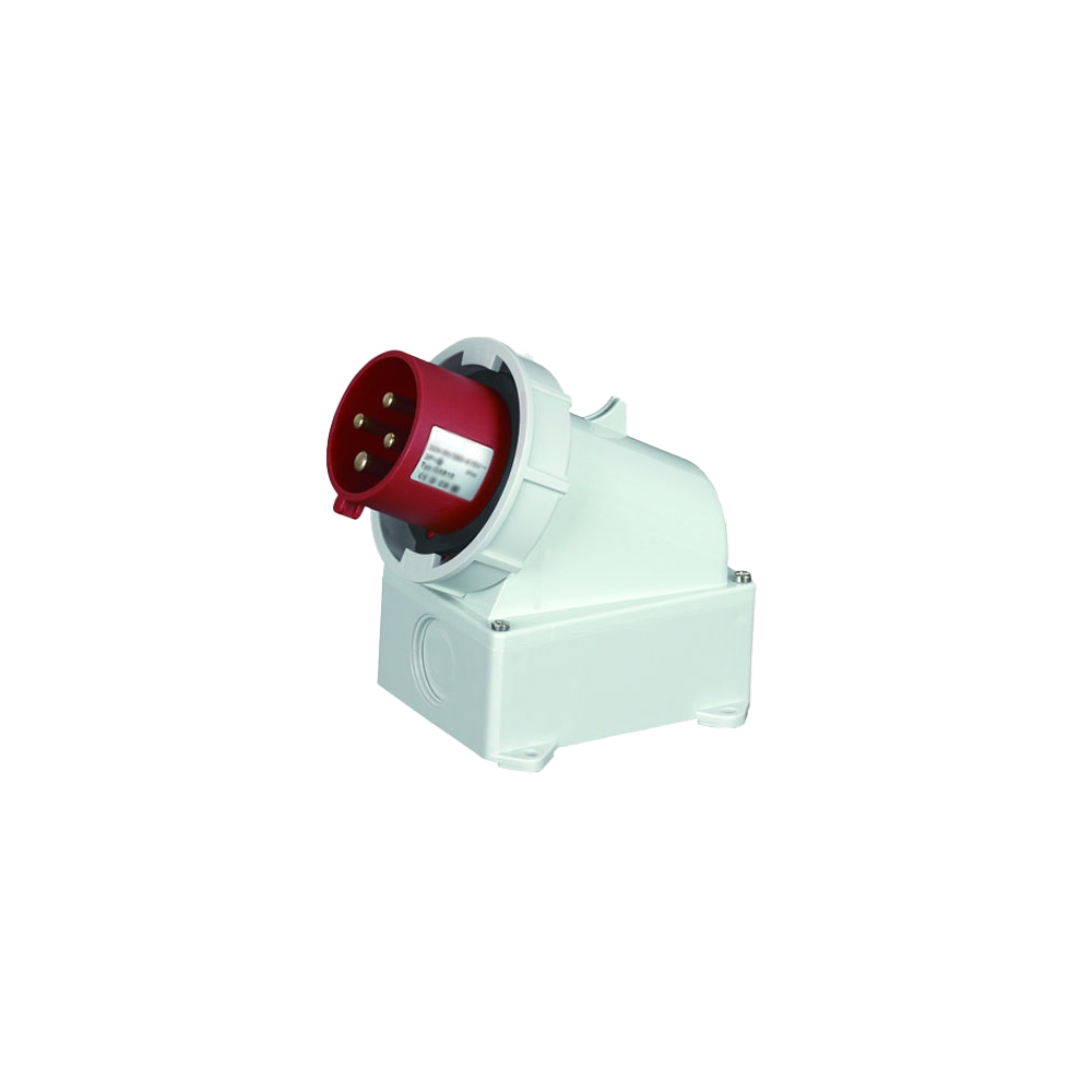 Ficha superficie 3P+T, 6H, 32A, 380V, IP67, rojo – Inteck IFI-FS4-32A380V-IP67