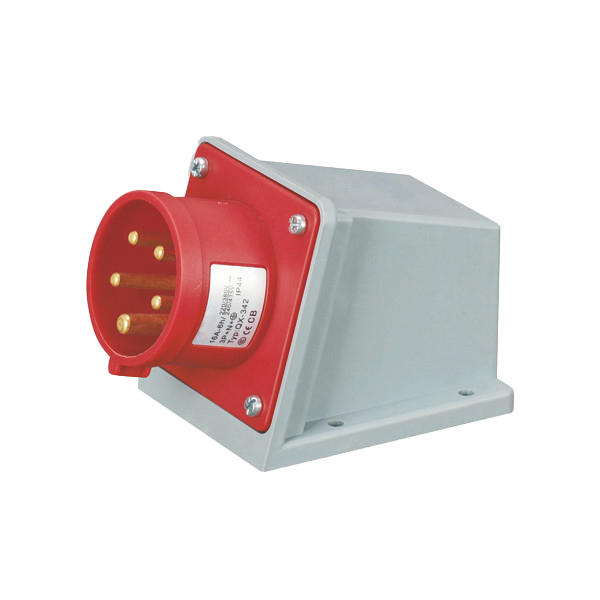 Ficha superficie 3P+N+T, 6H, 16A, 380V, IP44, rojo – Inteck IFI-FS5-16A380V-IP44