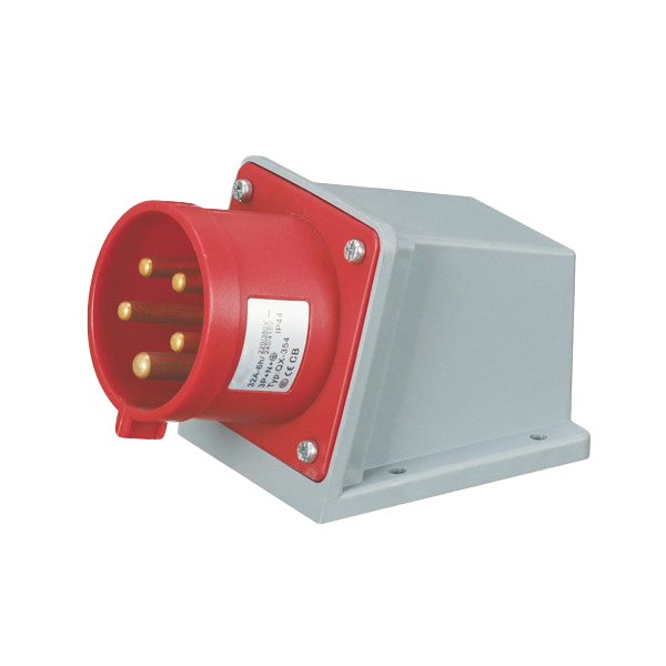 Ficha superficie 3P+N+T, 6H, 32A, 380V, IP44, rojo – Inteck IFI-FS5-32A380V-IP44