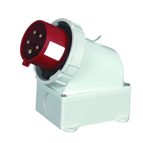 Ficha superficie 3P+N+T, 6H, 32A, 380V, IP67, rojo – Inteck IFI-FS5-32A380V-IP67