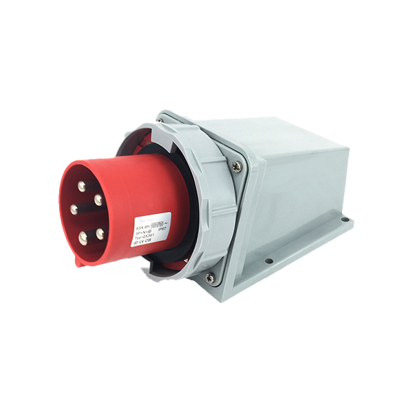 Ficha superficie 3P+N+T, 6H, 63A, 380V, IP67, rojo – Inteck IFI-FS5-63A380V-IP67