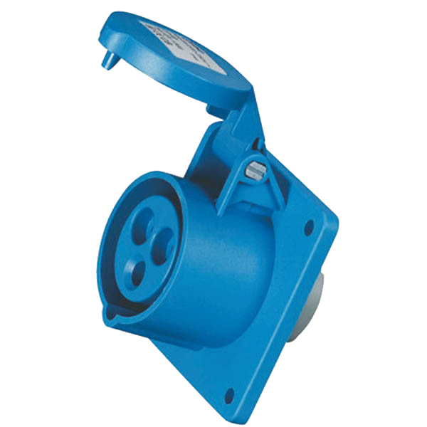 Toma empotrar 1P+N+T, 6H, 16A, 220V, IP44, azul – Inteck IFI-TE3-16A220V-IP44