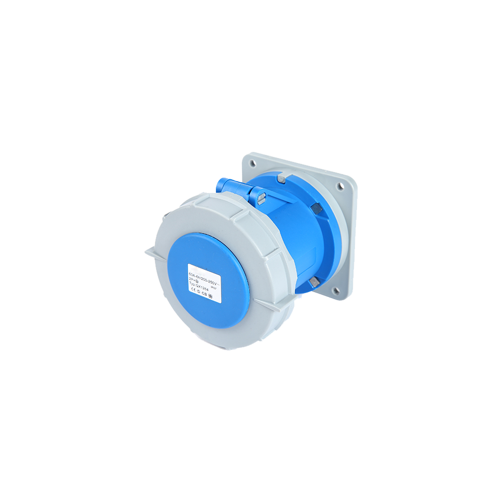 Toma empotrar 1P+N+T, 6H, 63A, 220V, IP67, azul – Inteck IFI-TE3-63A220V-IP67
