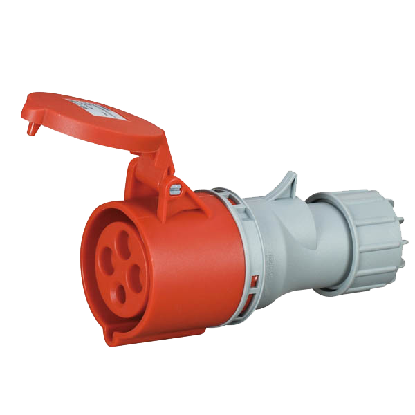 Toma movil 3P+T, 6H, 16A, 380V, IP44, rojo – Inteck IFI-TM4-16A380V-IP44