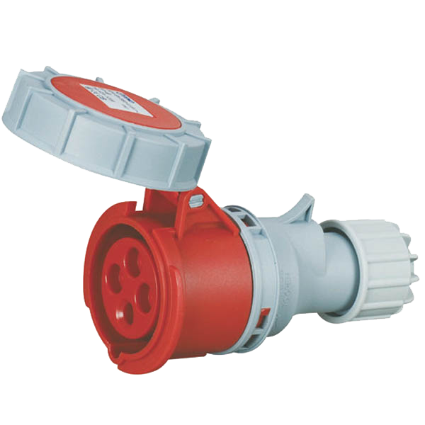 Toma movil 3P+T, 6H, 32A, 380V, IP67, rojo – Inteck IFI-TM4-32A380V-IP67