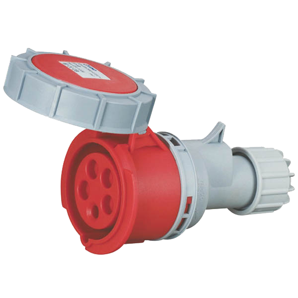 Toma movil 3P+N+T, 6H, 32A, 380V, IP67, rojo – Inteck IFI-TM5-32A380V-IP67