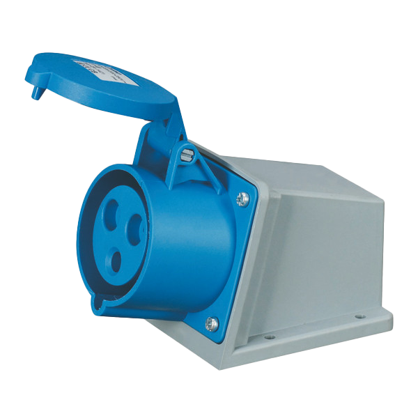 Toma superficie 1P+N+T, 6H, 16A, 220V, IP44, azul – Inteck IFI-TS3-16A220V-IP44