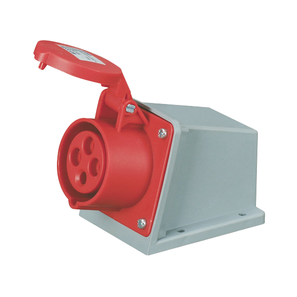 Toma superficie 3P+T, 6H, 16A, 380V, IP44, rojo – Inteck IFI-TS4-16A380V-IP44