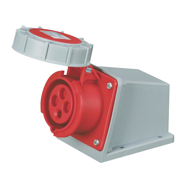 Toma superficie 3P+T, 6H, 16A, 380V, IP67, rojo – Inteck IFI-TS4-16A380V-IP67