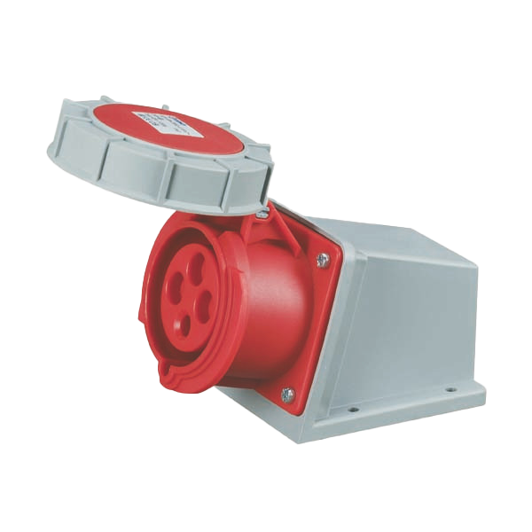Toma superficie 3P+T, 6H, 32A, 380V, IP67, rojo – Inteck IFI-TS4-32A380V-IP67