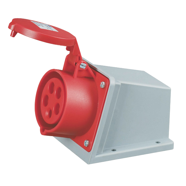 Toma superficie 3P+N+T, 6H, 16A, 380V, IP44, rojo – Inteck IFI-TS5-16A380V-IP44