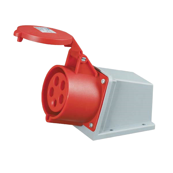 Toma superficie 3P+N+T, 6H, 32A, 380V, IP44, rojo – Inteck IFI-TS5-32A380V-IP44