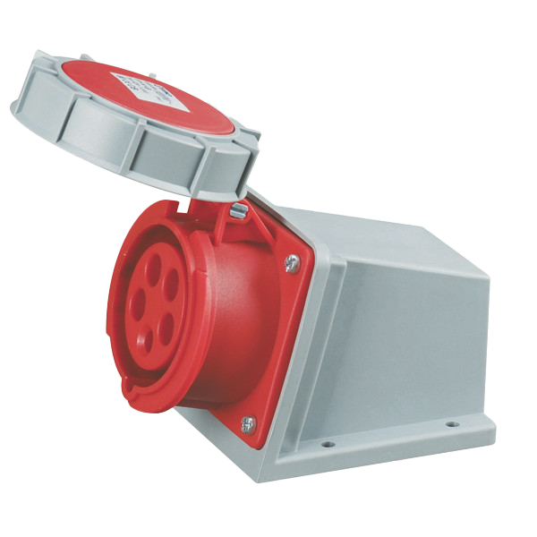 Toma superficie 3P+N+T, 6H, 32A, 380V, IP67, rojo – Inteck IFI-TS5-32A380V-IP67