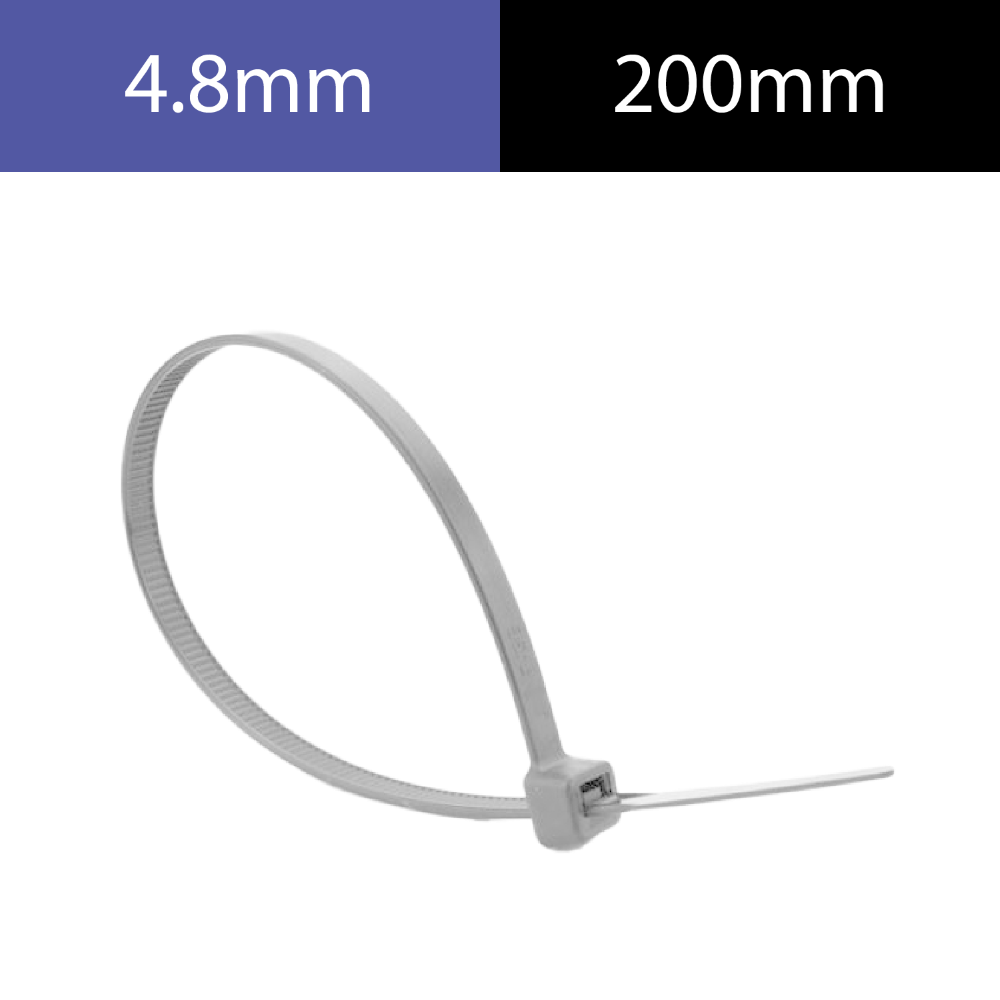 Precinto de nylon 4.8 mm x 200 mm - blanco x 100 un – Inteck PN48-200B