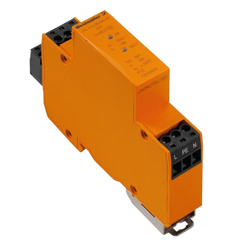 Descargador de sobretensión, Baja tensión, con contacto remoto, Monofásico Tipo III, 230V – Weidmüller VPU III R 230V/6KV AC