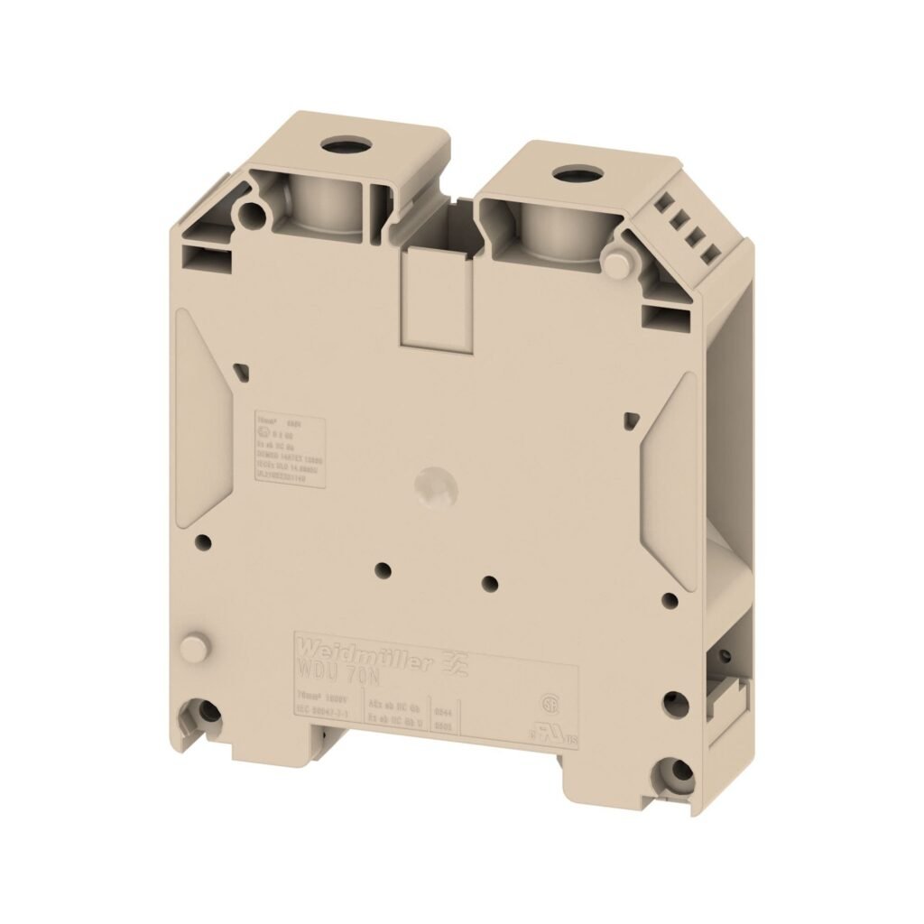 Borne conexión brida-tornillo, beige oscuro, 70 mm², 192 A, 1000 V,WDU 70N/35 – Weidmüller