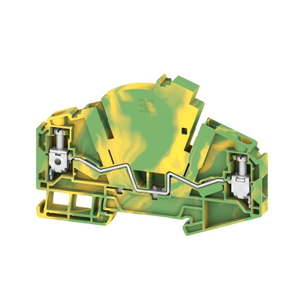 Borne de tierra, Conexión brida-tornillo, verde/amarillo, 6 mm², 500 V, Número de conexiones: 2, Número de pisos: 1 WTTB 6 PE – Weidmüller